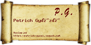 Petrich Győző névjegykártya