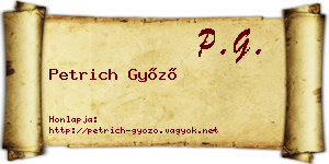 Petrich Győző névjegykártya